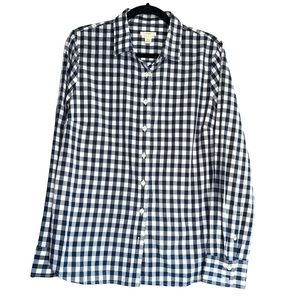 J Crew Navy Gingham Button Up Shirt 12
